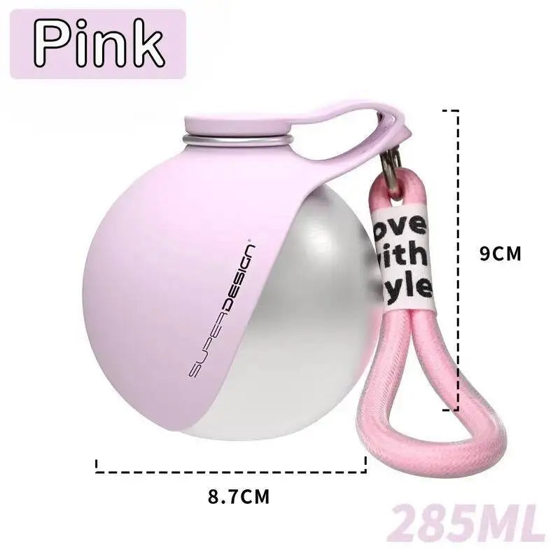 Stainless Steel Water Bottle Outdoor Dog Walking Folding Portable Water Cup with Lanyard Hook Leakproof Dog Water Drink Bottle