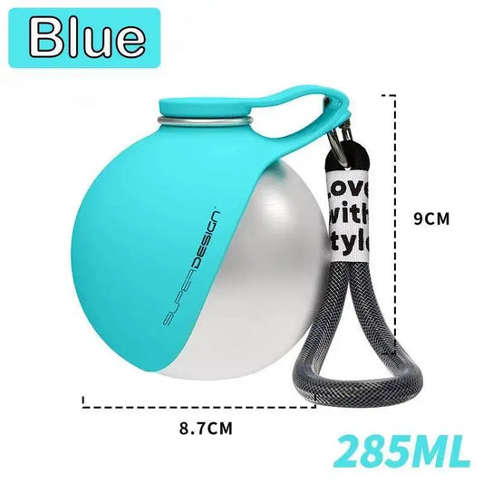 Stainless Steel Water Bottle Outdoor Dog Walking Folding Portable Water Cup with Lanyard Hook Leakproof Dog Water Drink Bottle